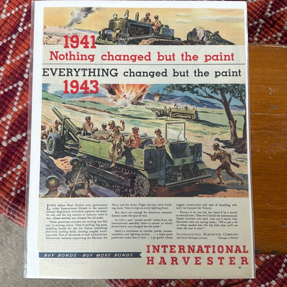 Vintage International Harvester War Advertisement